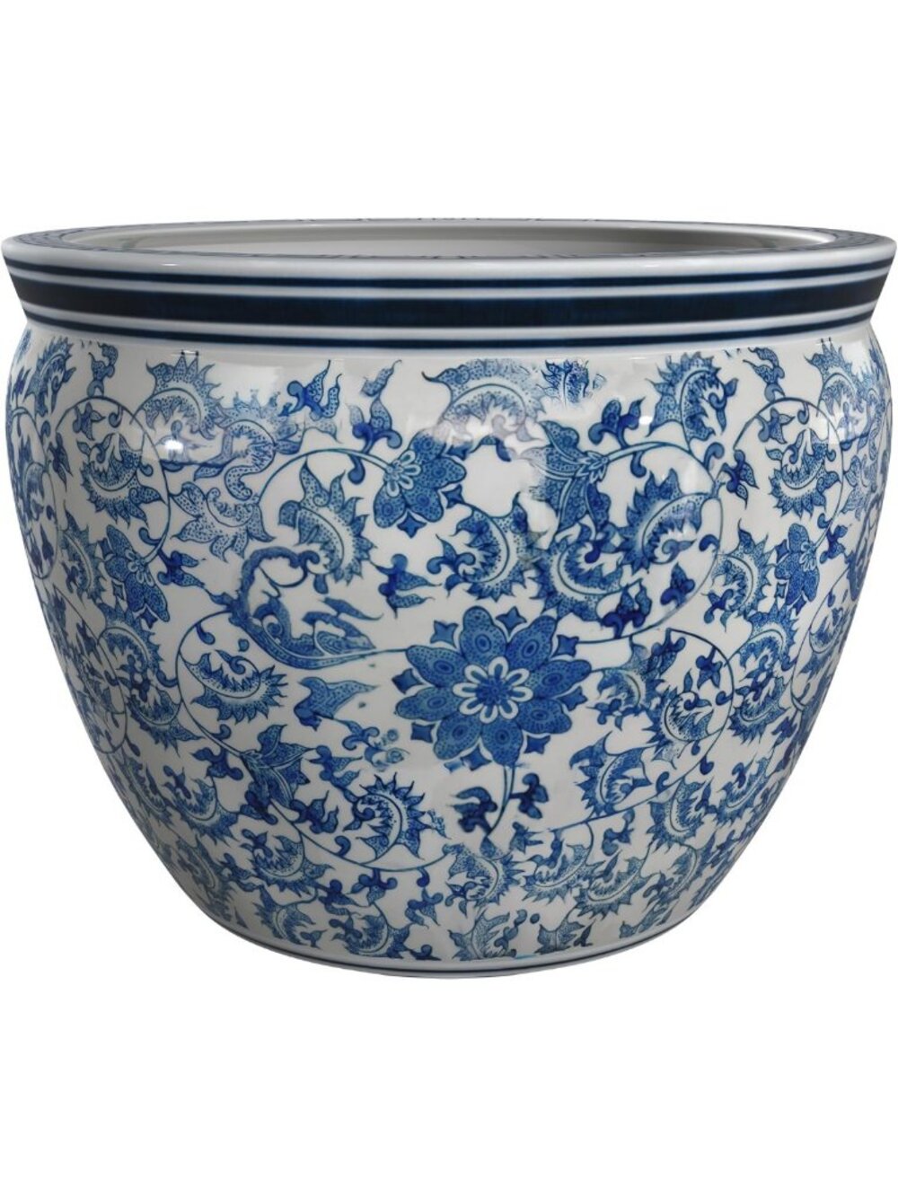 10" Fishbowl Lantern - Blue & White Floral Design for Home Decor & Events